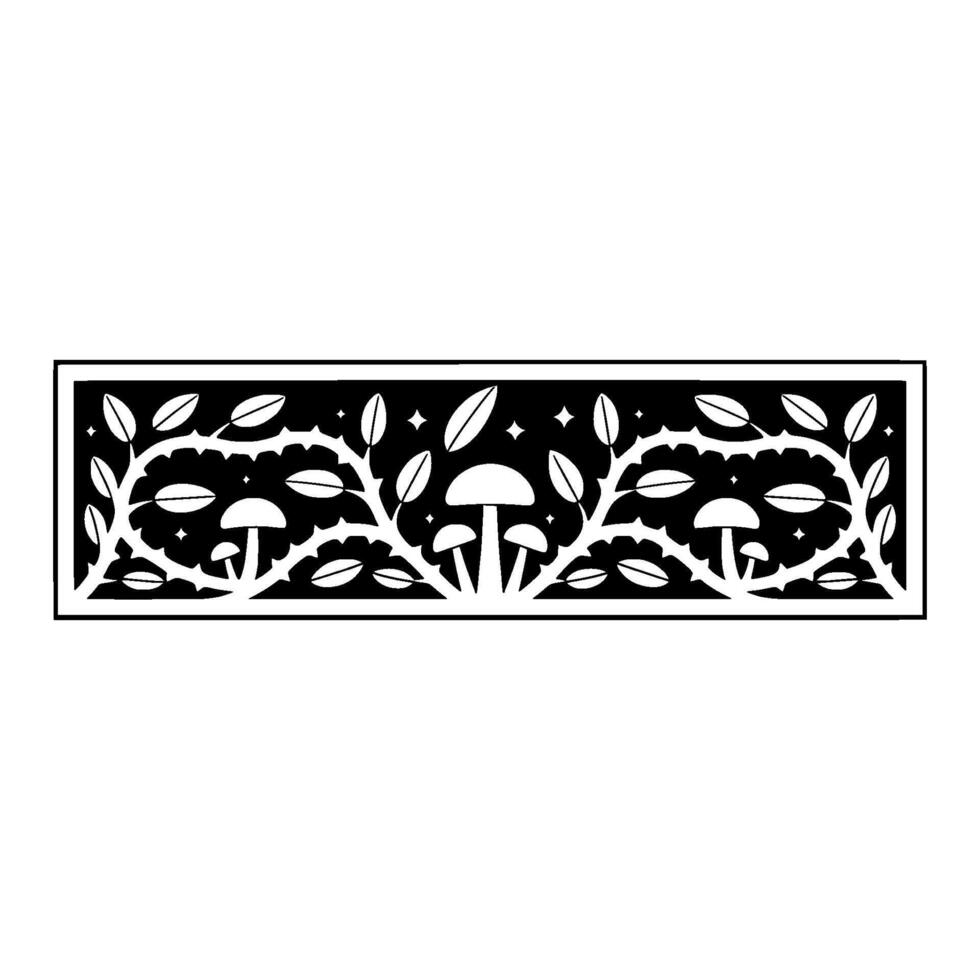 Mystical Forest Border, Geometric Mushroom Illustration vector