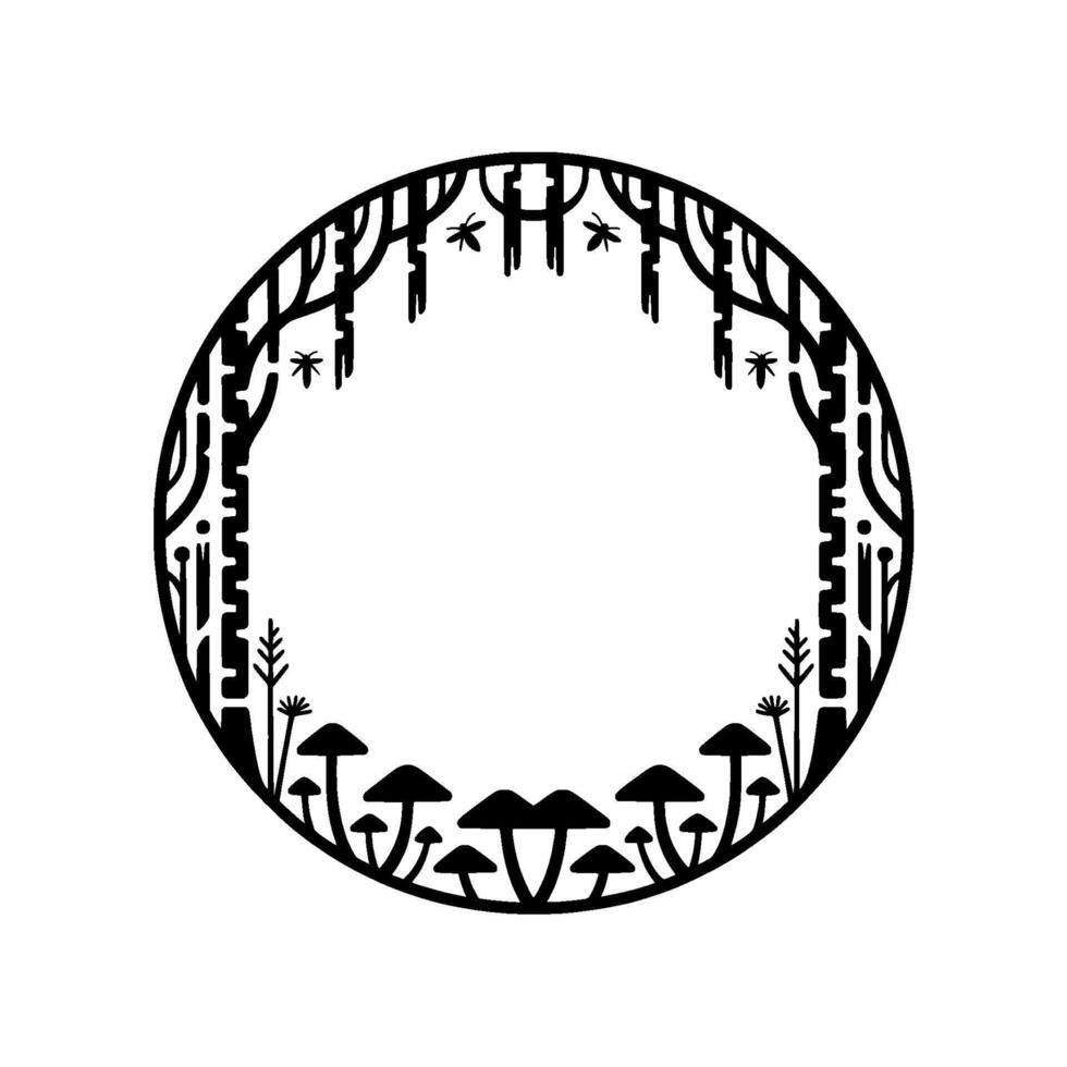 Enchanted Circle Forest Silhouette, Minimalist vector