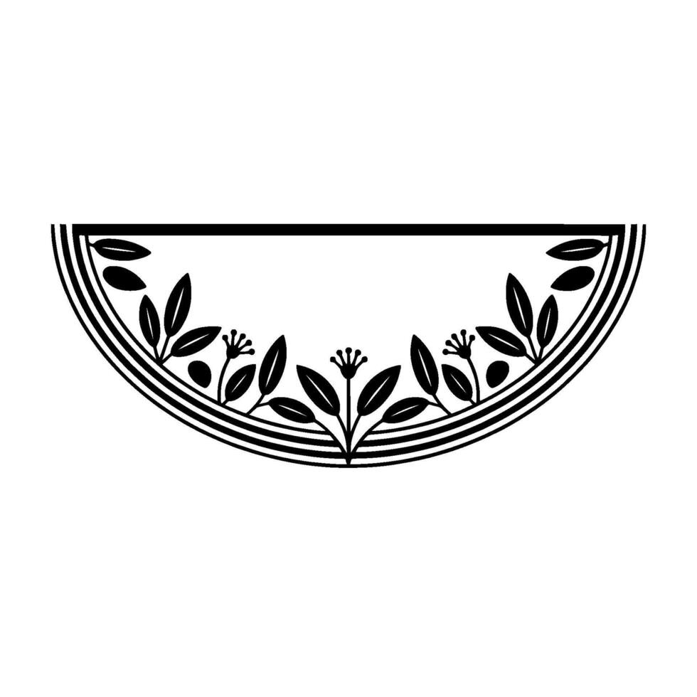 Stylized Half-Moon Botanical Border, Vintage Elegance vector