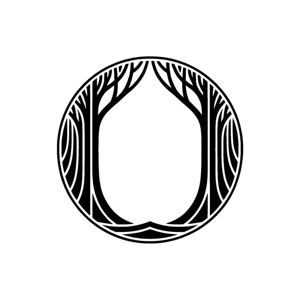 Circular Forest Emblem, Organic Growth, Symbolic, Trees vector