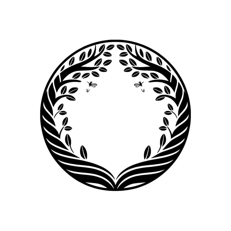 Elegant Botanical Emblem, Circular, Natural Harmony vector