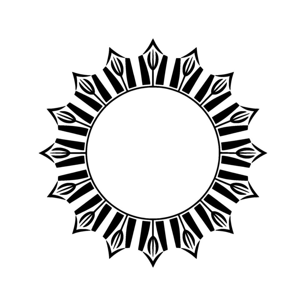 Geometric Leaf Border, Minimalist, Circular Frame, Pattern vector
