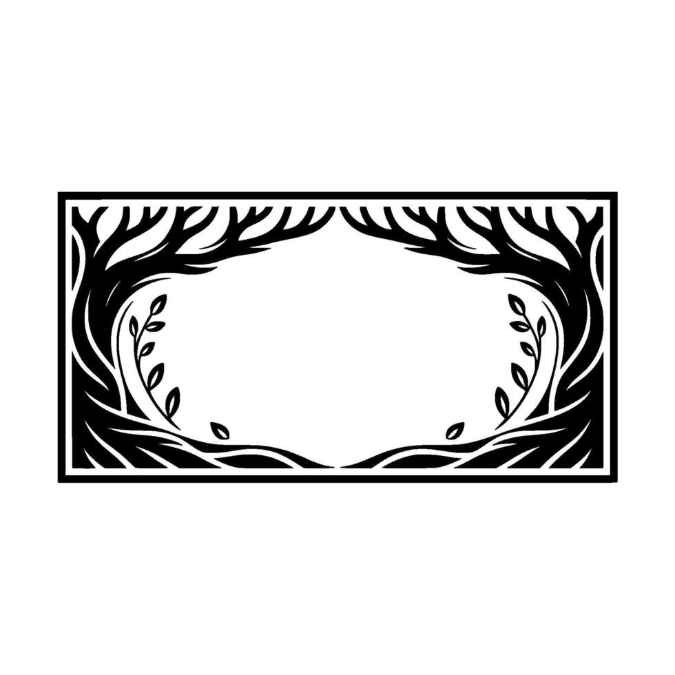Stylized Black Forest Frame, Elegant Border vector