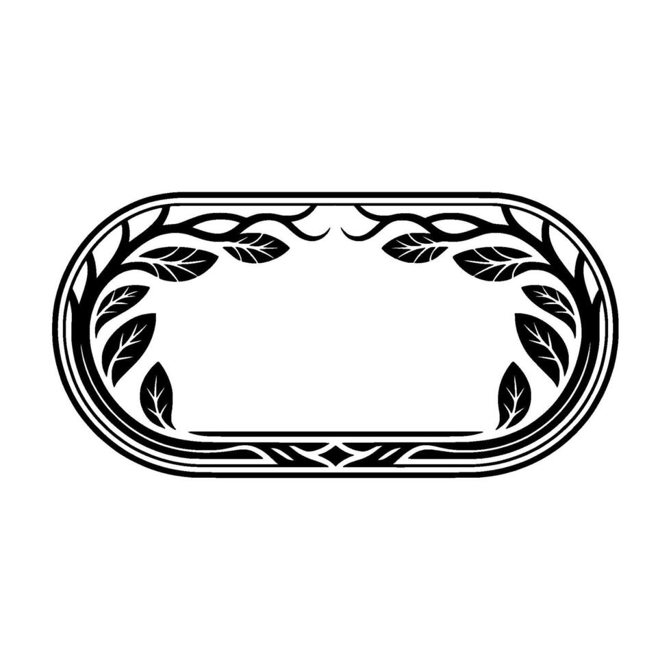Art Nouveau Oval Frame, Leafy Botanical Ornamentation vector