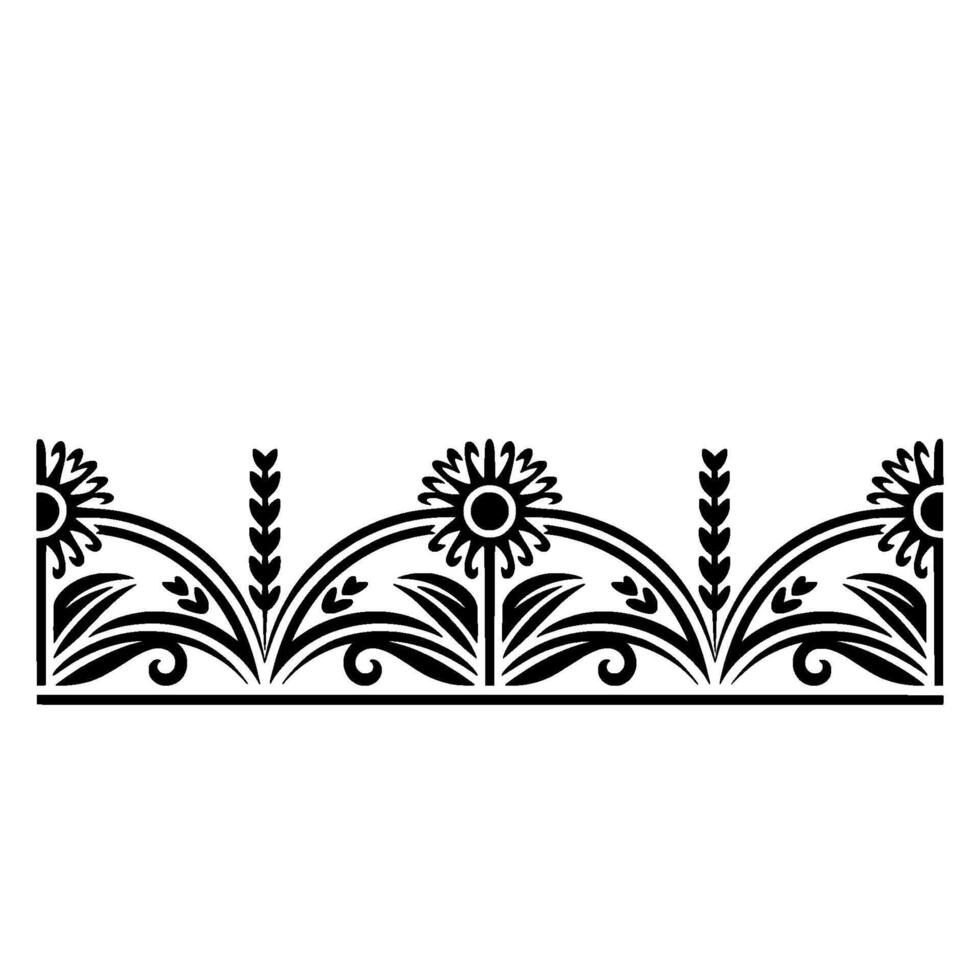 Stylized Floral Border, Vintage, Black White vector