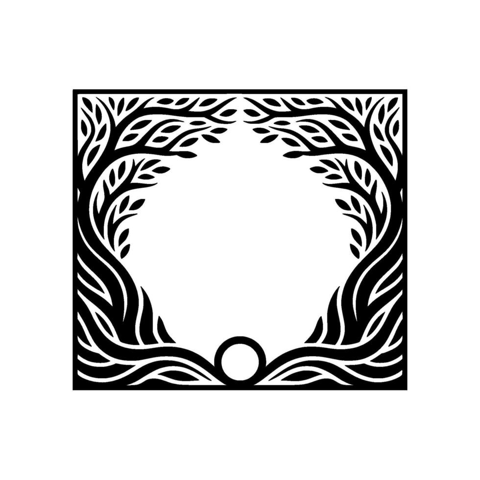 Intricate Tree Frame, Minimalist Portal, Symbolic Journey vector