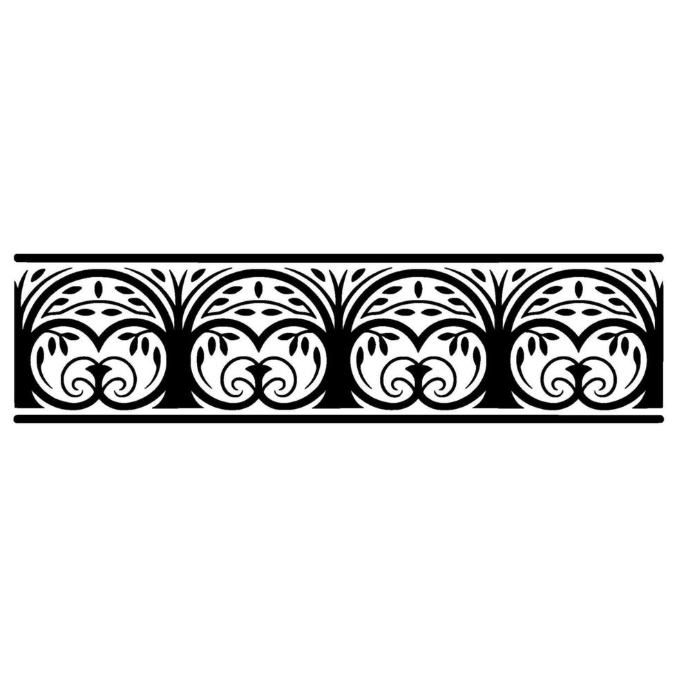 Elegant Black Ornamental Border, Vintage, Repeat vector
