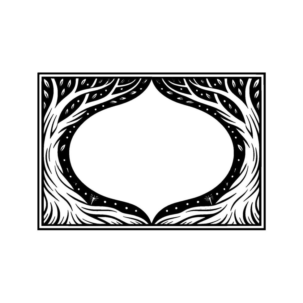 Stylized Tree Frame, Elegant Border, Minimalist, Foliage vector