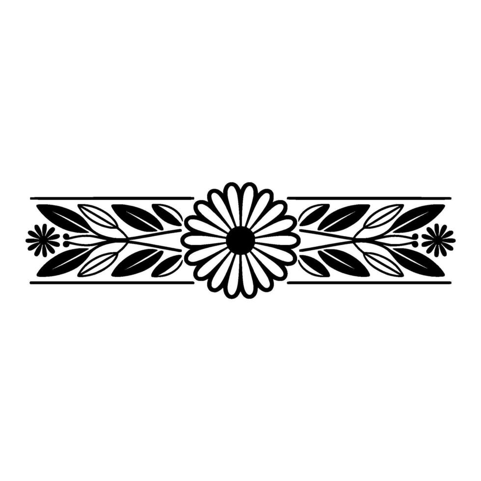 Elegant Floral Border, Vintage Element, - Daisy vector