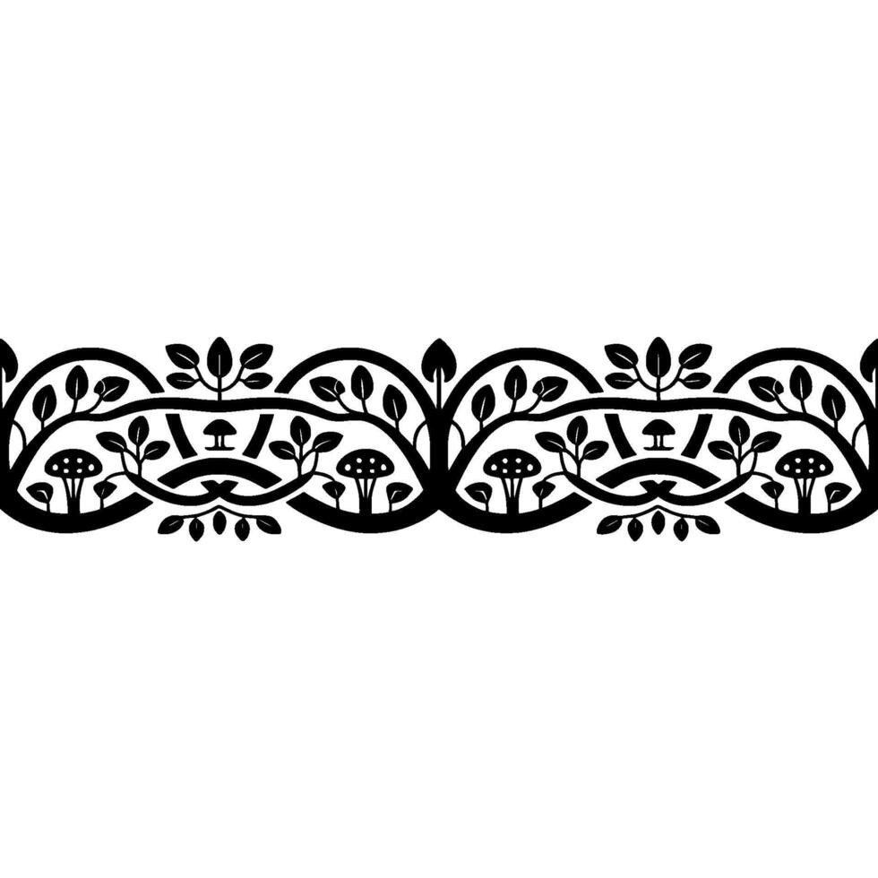 Intricate Botanical Border, Vintage Style, Lineart vector