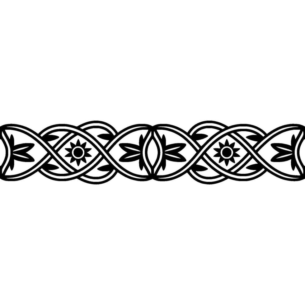 Intricate Celtic Border, Stylized Sun Motif, Vintage vector