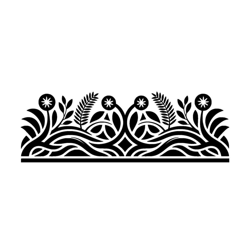 Stylized Floral Border, Minimalist, Serene Landscape vector