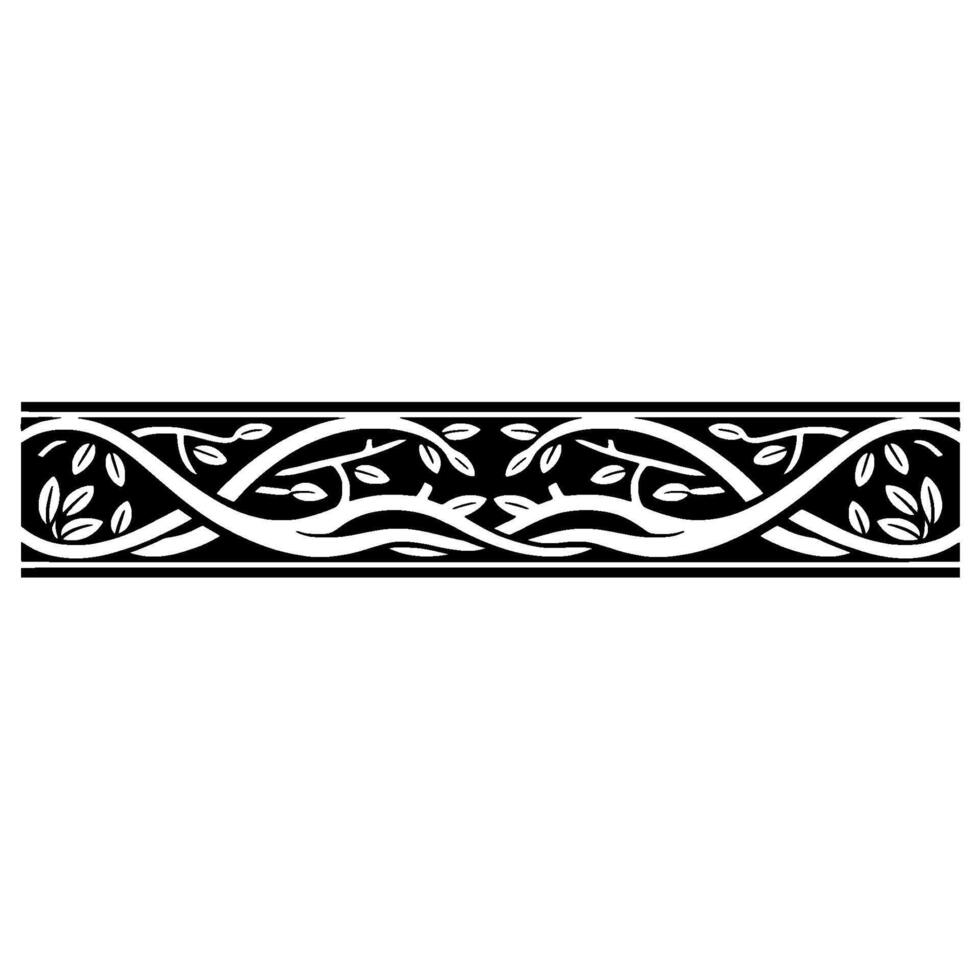 Stylized Branch Border, Vintage Black White vector