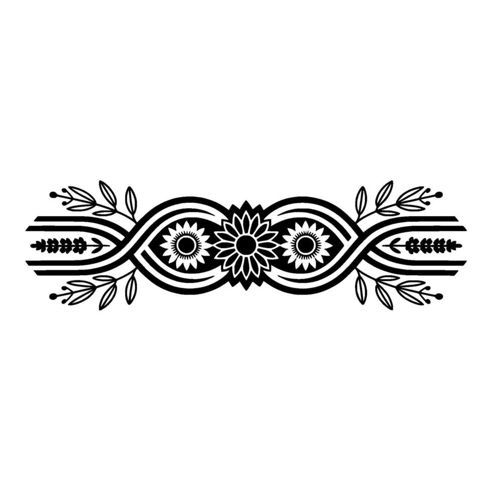 Elegant Floral Border, Vintage Element, - Sunflower vector