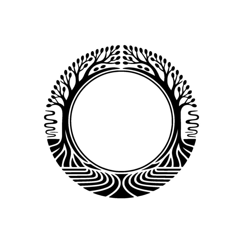 Circular Tree Emblem, Organic Growth, Symbolic - Botanical vector