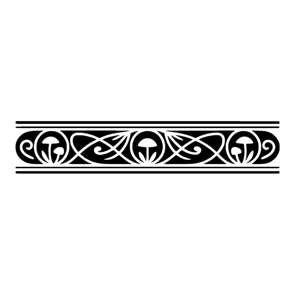 Art Nouveau Mushroom Border, Elegant Decorative Element, Ornament vector
