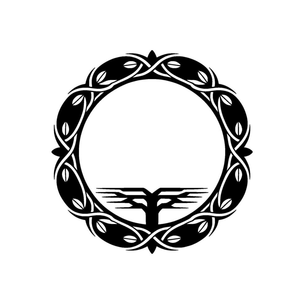 Circular Celtic Tree of Life Emblem, Vintage Style, Circle vector