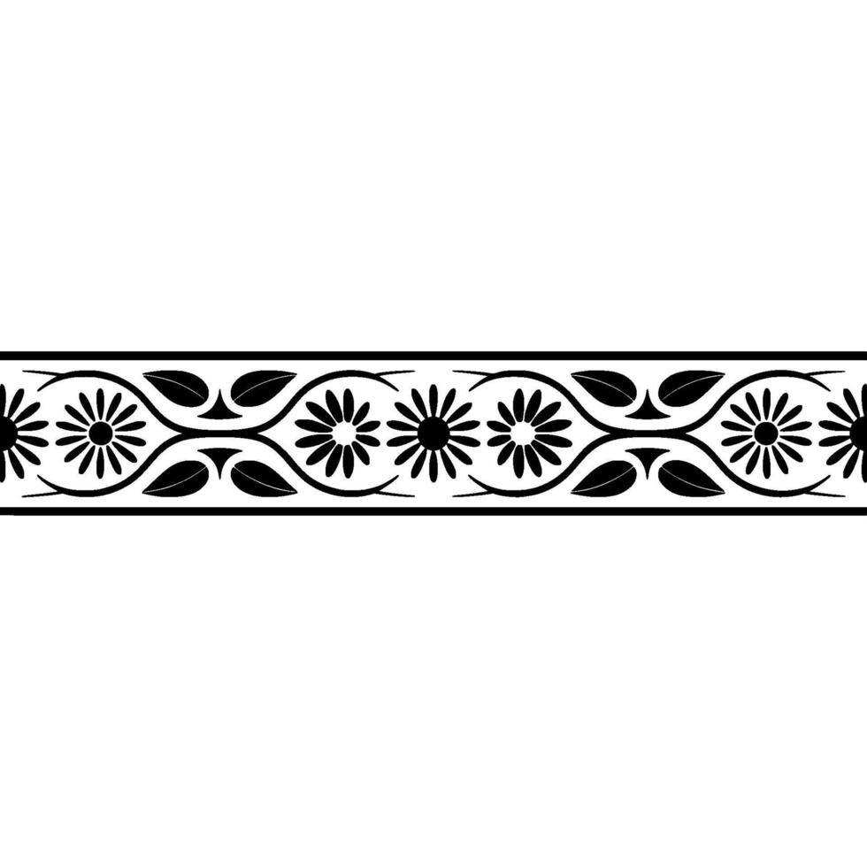 Elegant Botanical Border, Vintage Style, Flower vector