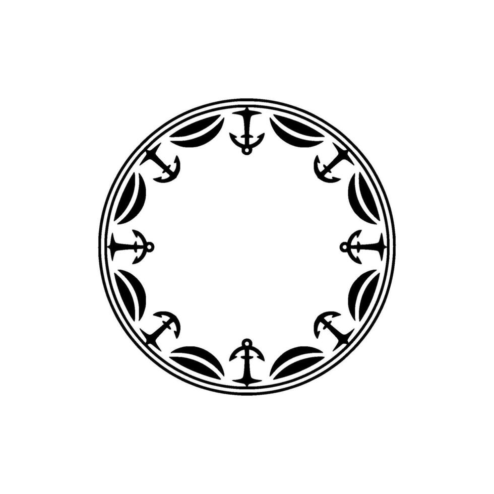 Nautical Circle Emblem, Vintage Maritime - Anchor - Decorative vector