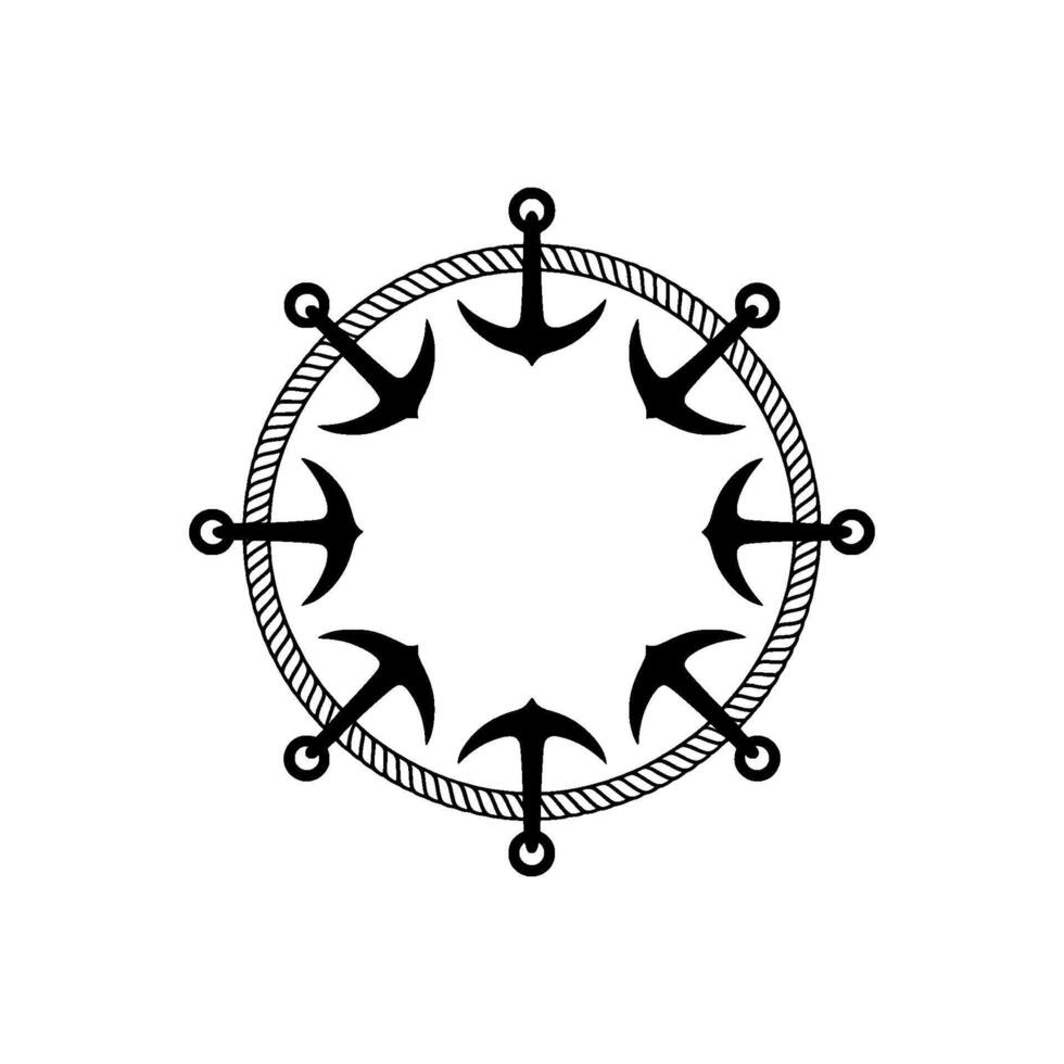 Nautical Circle Anchors Rope Symbol of Stability vector