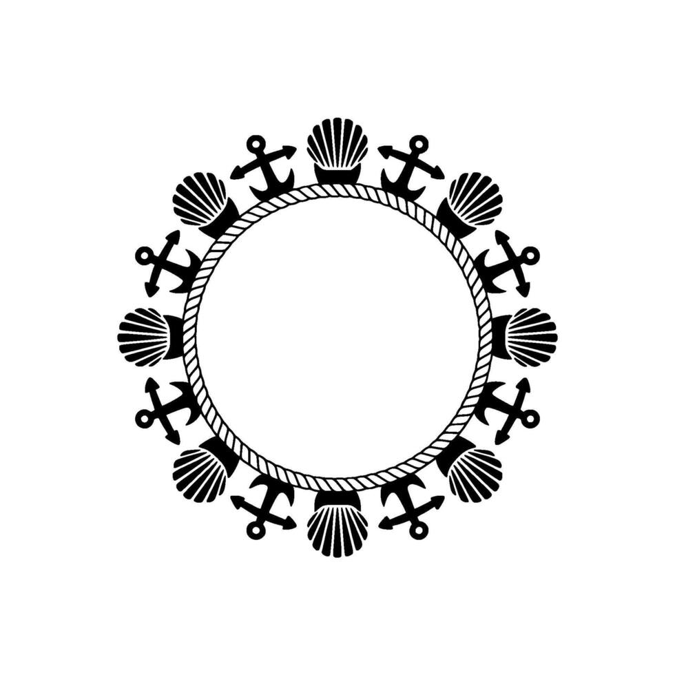 Nautical Circle Shells Anchors Border vector