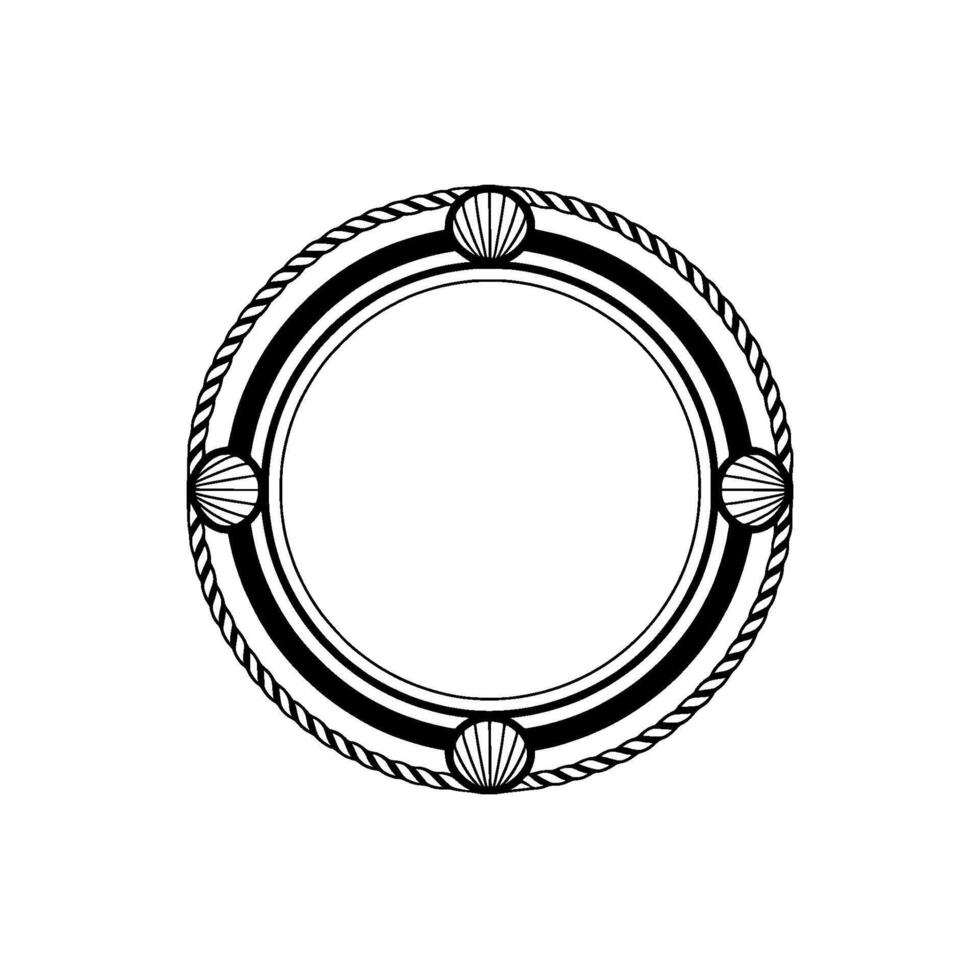Nautical Frame, Coastal Ornament, Vintage vector