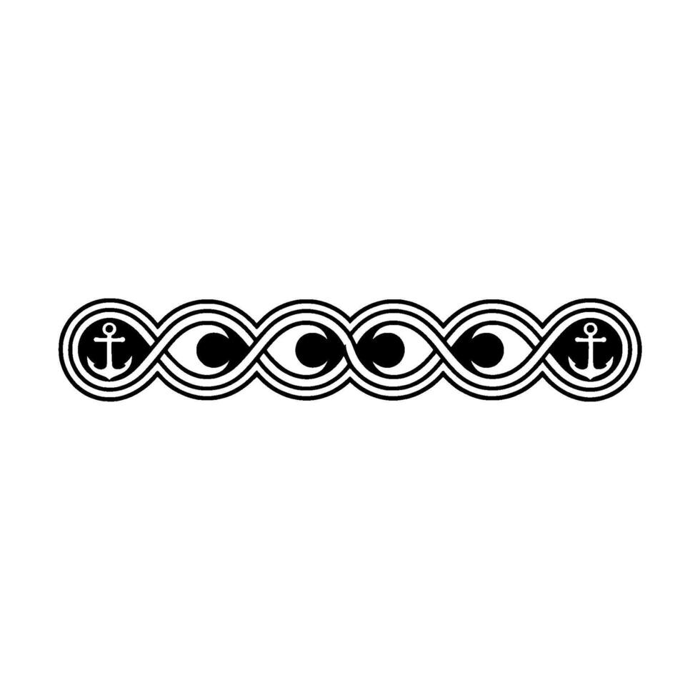 Nautical Celtic Border Anchor Wave Motif vector