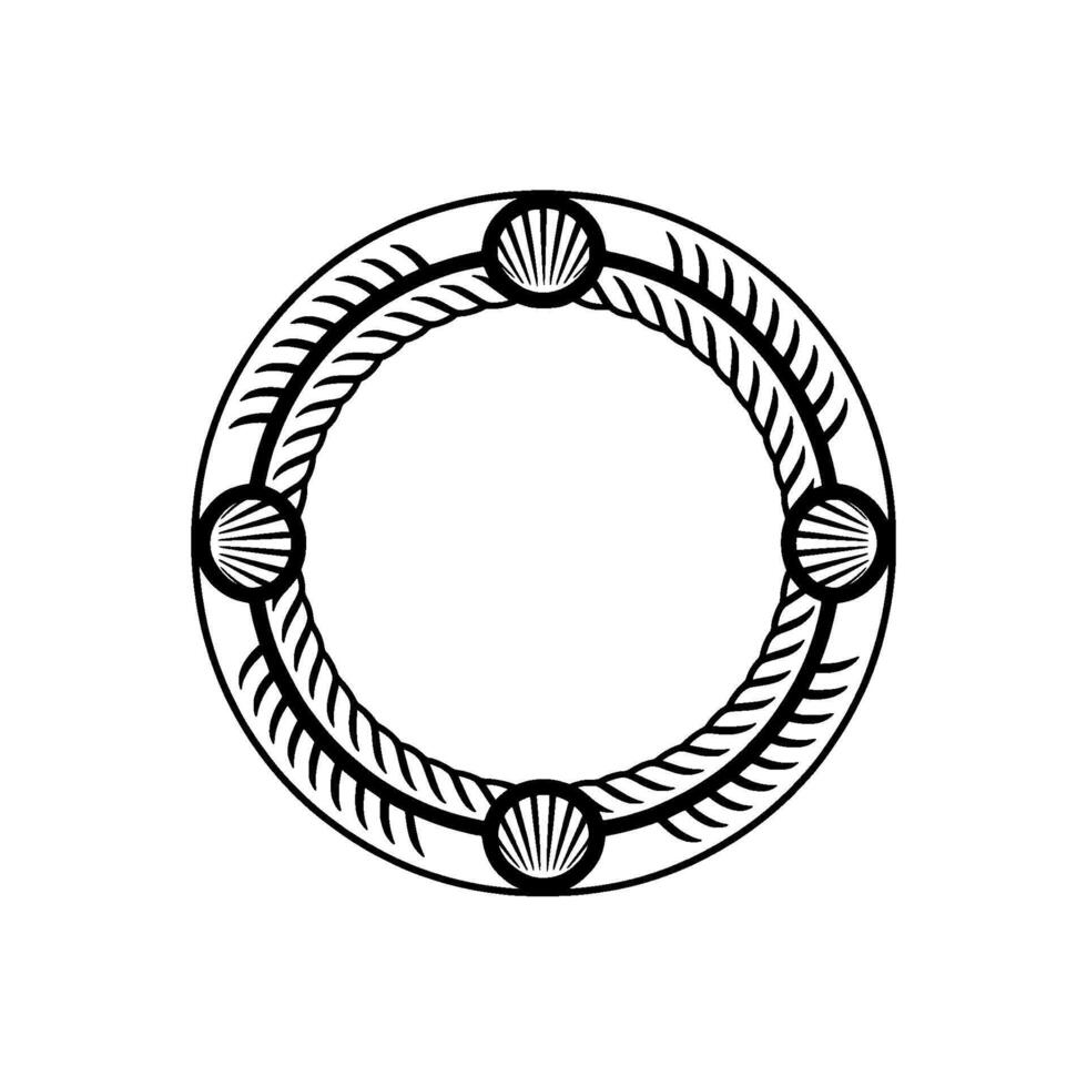 Nautical Shell Border, Circular, Vintage Illustration vector