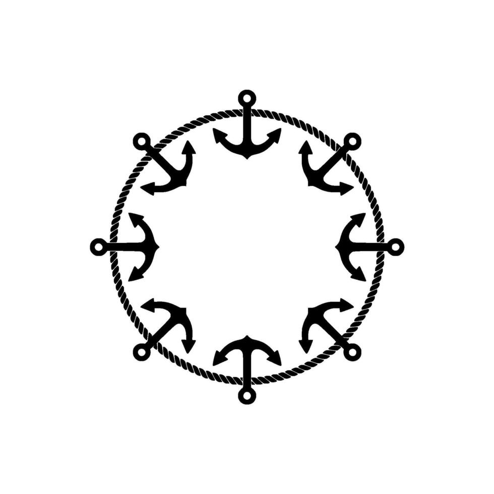 Nautical Circle Anchors Rope Border vector