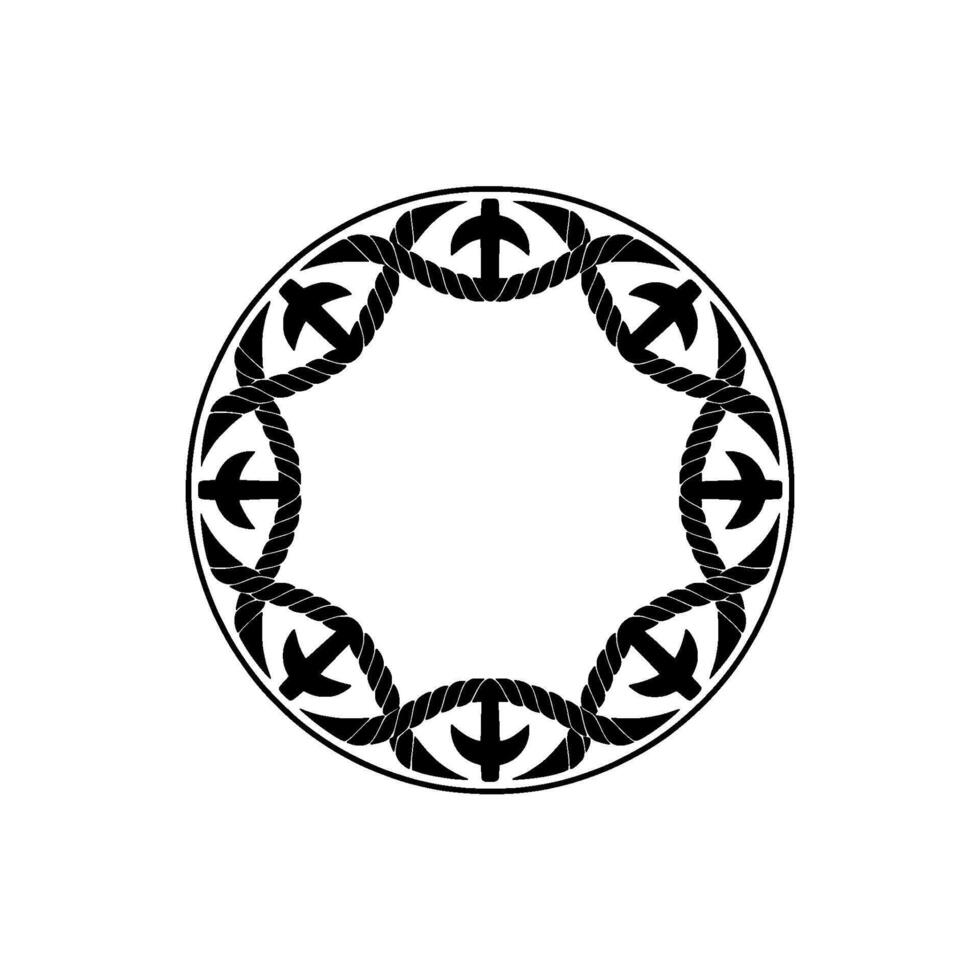 Nautical Circle Intricate Rope and Anchor Motif vector
