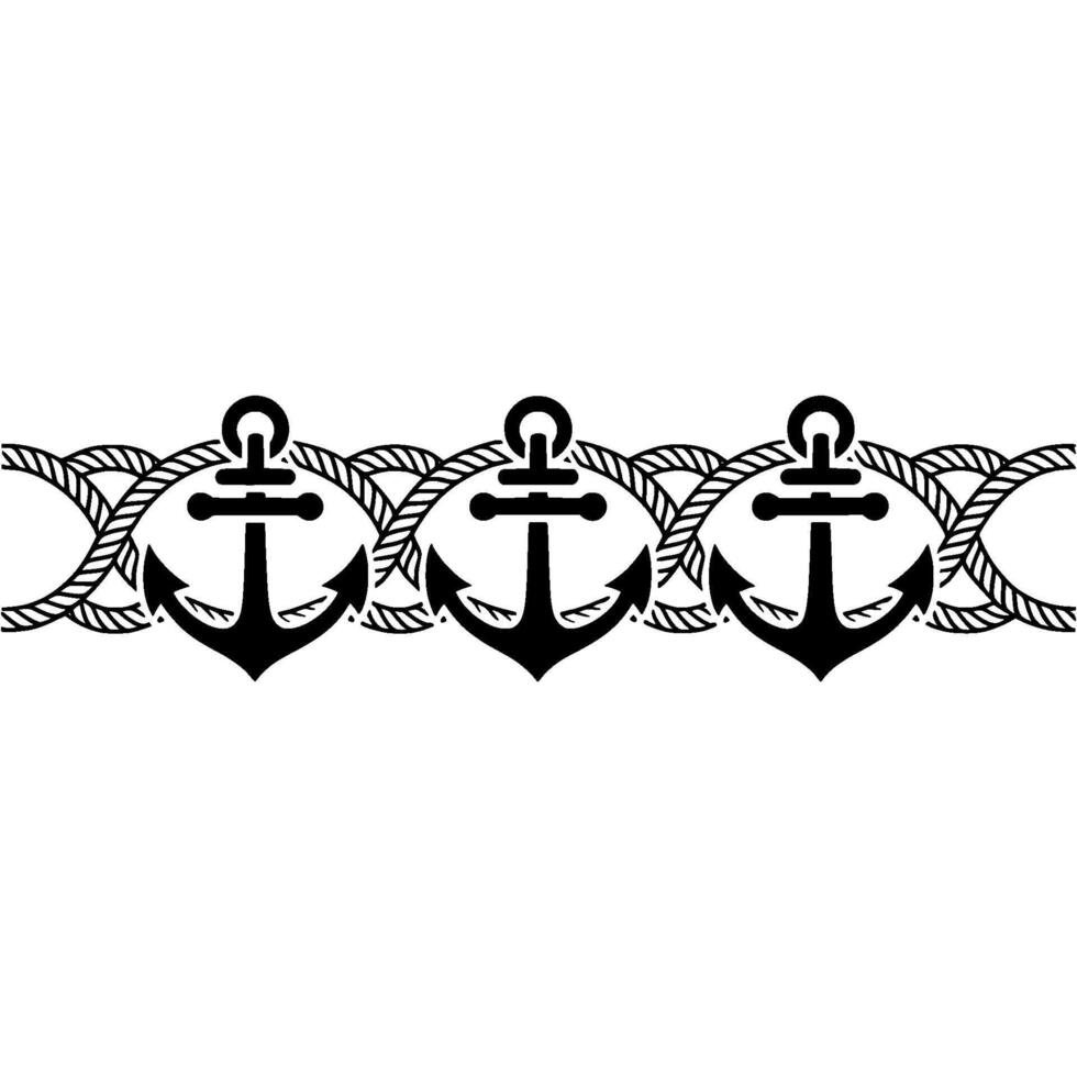 Nautical Border Anchors and Rope Classic Maritime vector