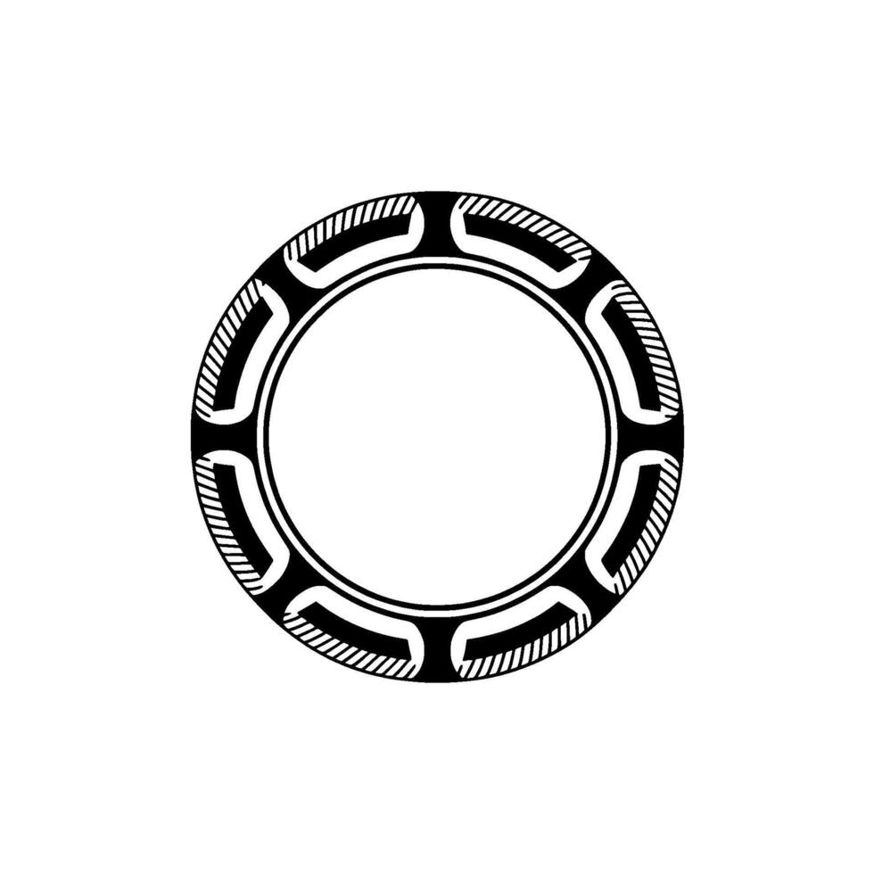 Geometric Tribal Circle Emblem, Minimalist - Outline vector