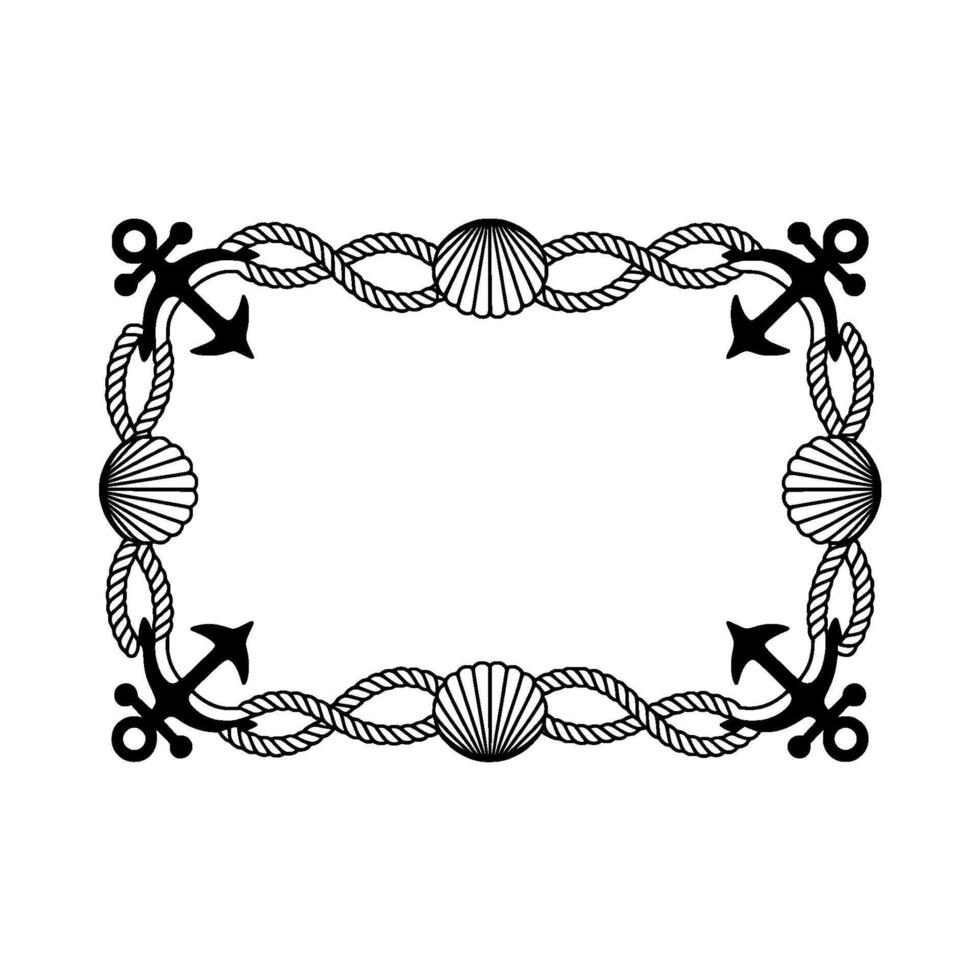 Nautical Border Anchors, Shells, and Rope Illustration vector