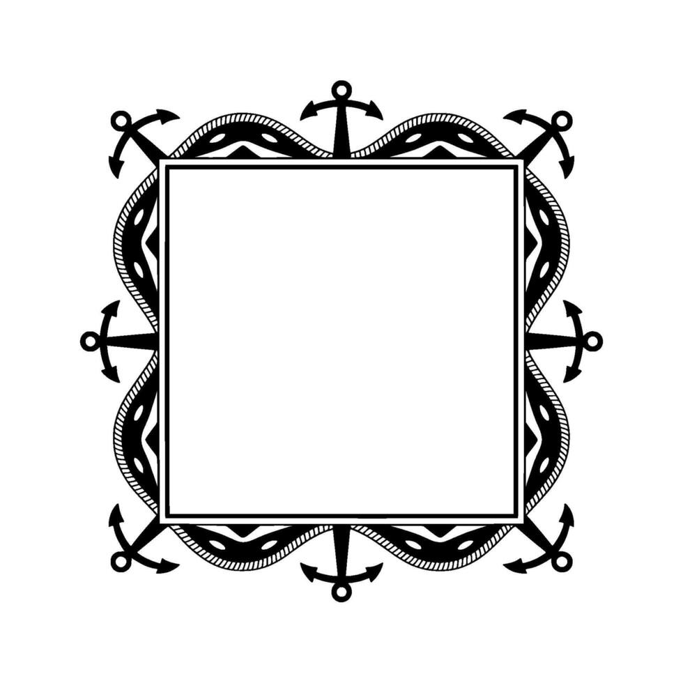 Nautical Anchor Frame, Vintage Style, Minimalist vector