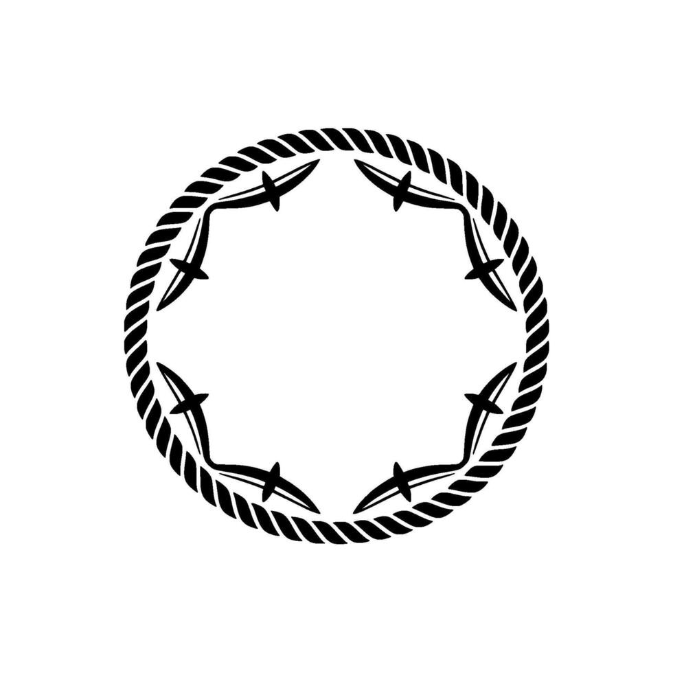Nautical Circle Emblem, Vintage Rope, Bird Motif vector