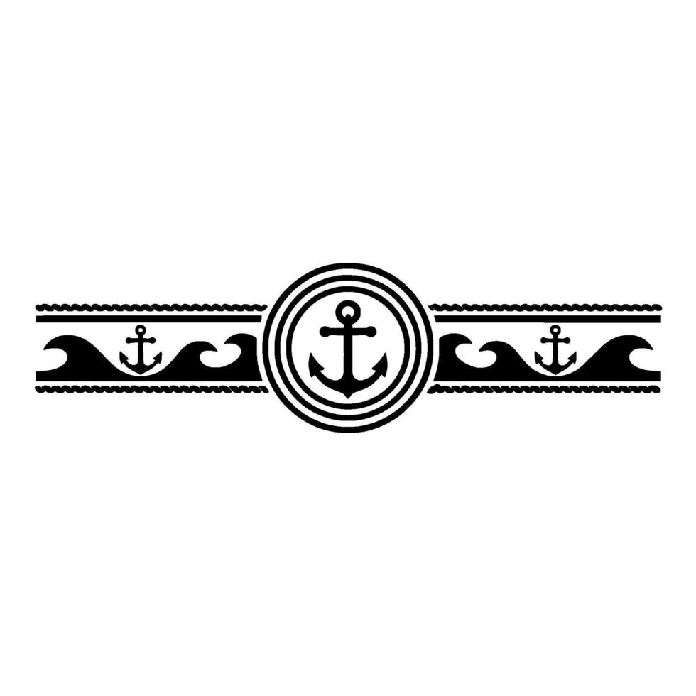 Nautical Emblem Anchor, Waves, and Maritime Heritage vector