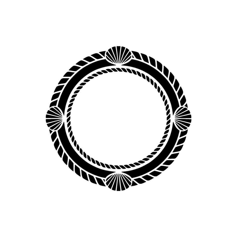 Nautical Circle, Textured Rope Shell Motif vector