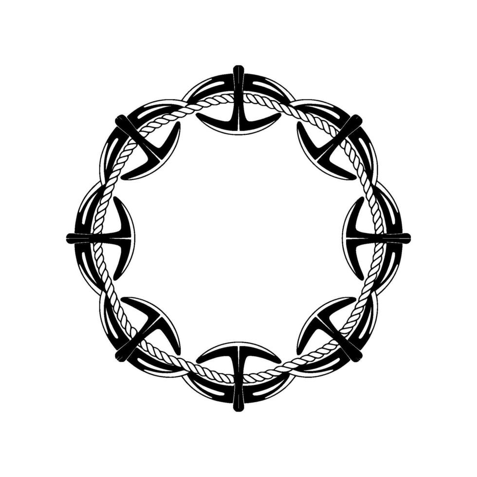 Nautical Circle Anchor Rope Emblem, Vintage Style - Decorative vector