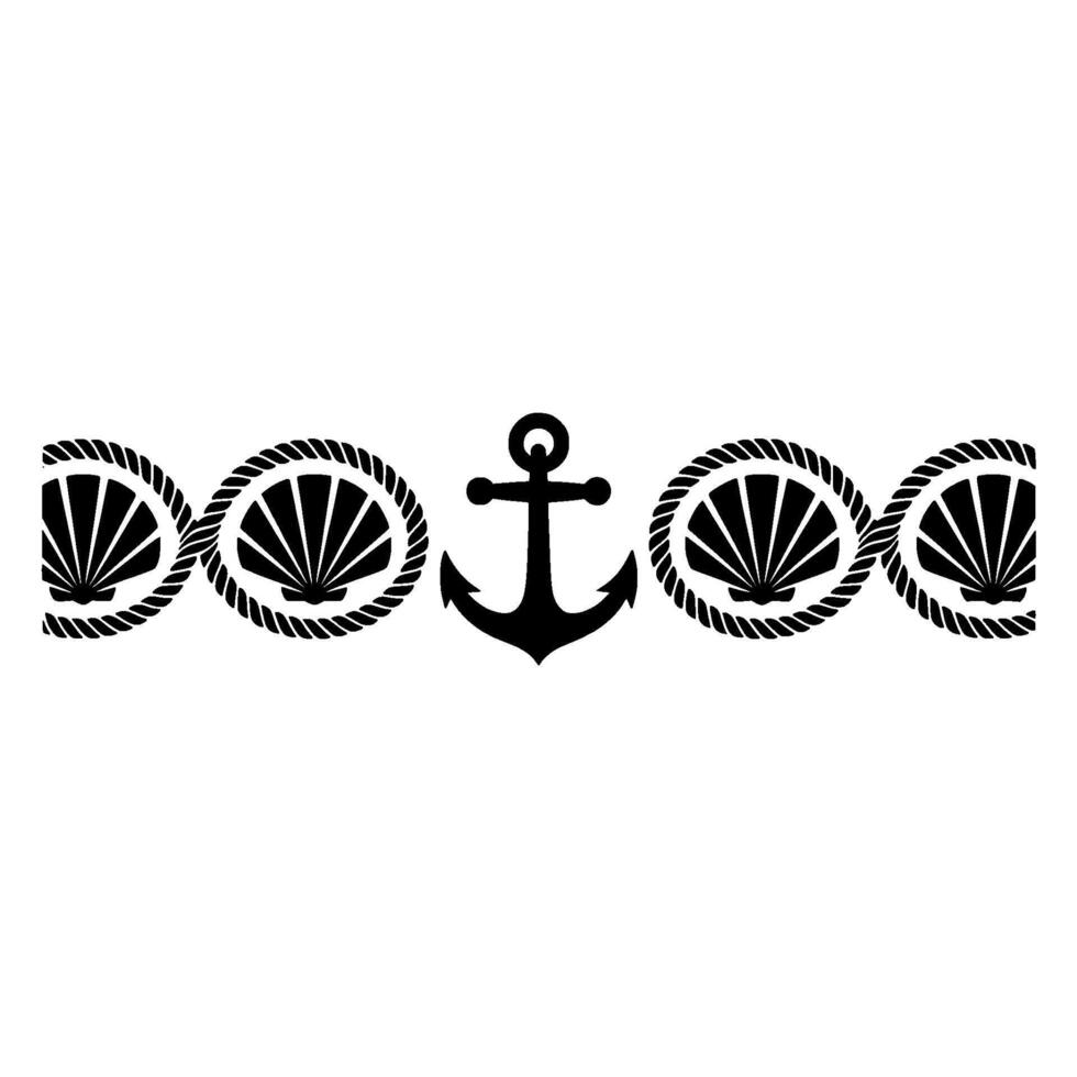 Nautical Charm Seashells, Rope, and Anchor Motif vector