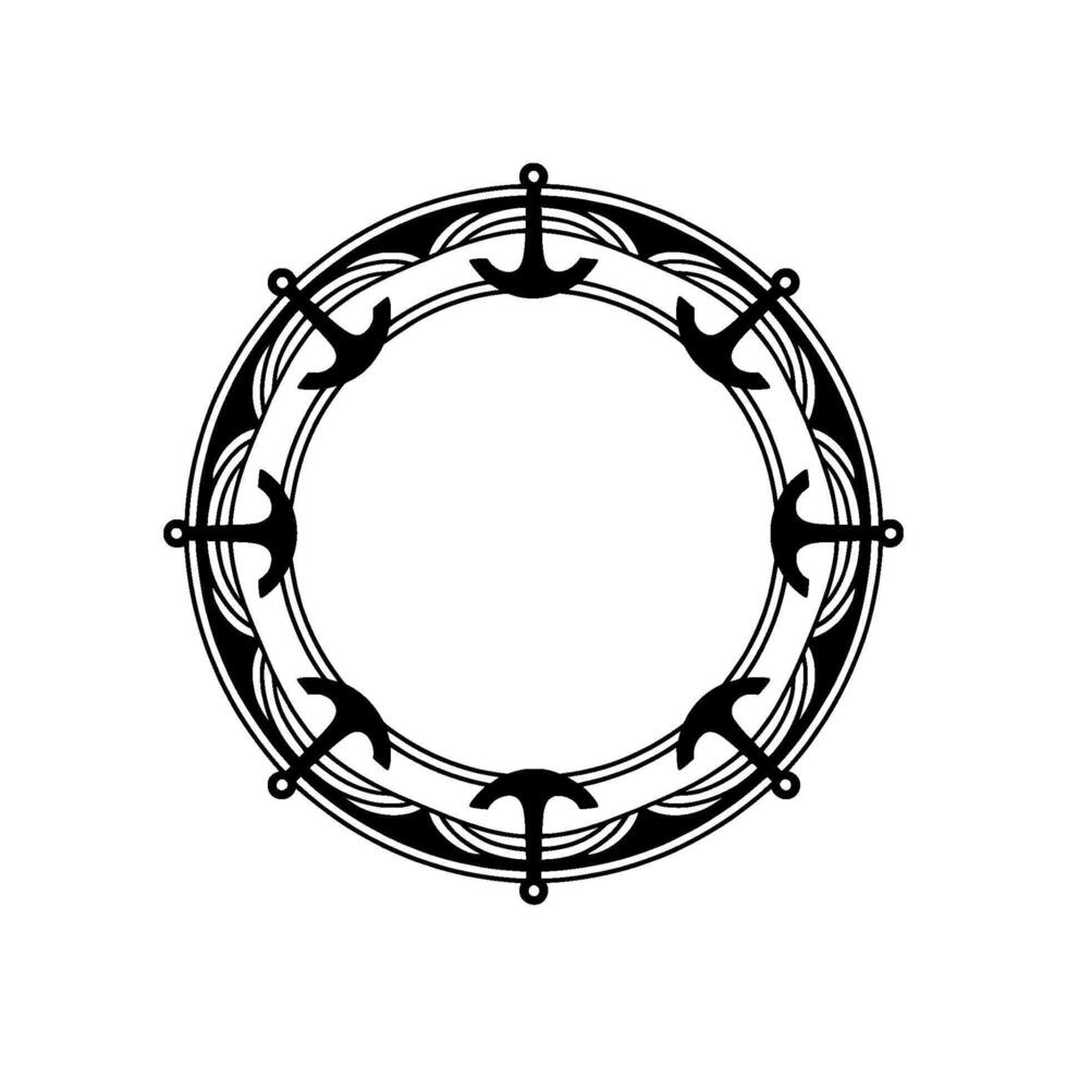 Nautical Anchor Frame, Vintage Maritime, Lineart vector