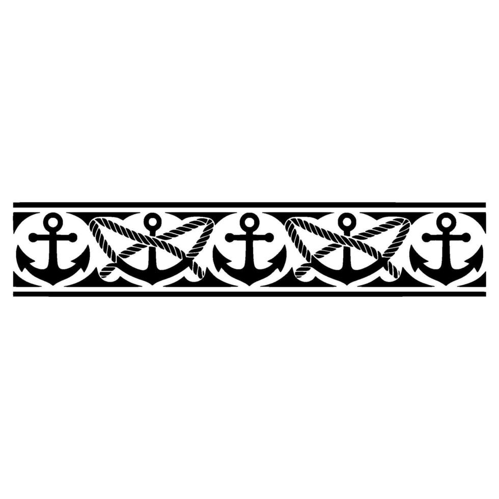 Nautical Border Anchor Rope Decorative Element vector