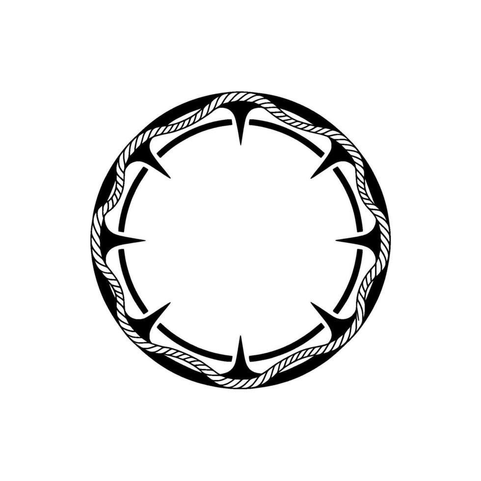 Nautical Circle Emblem, Vintage Maritime, Border vector