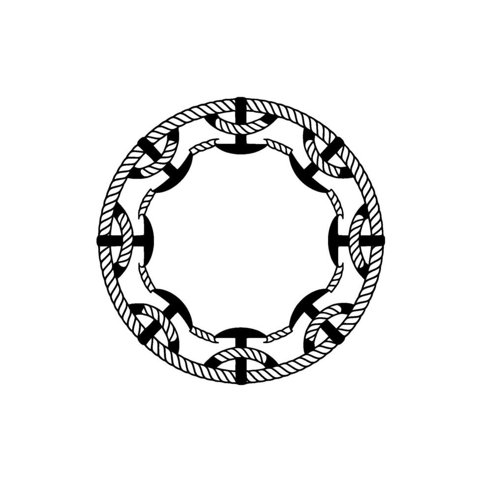 Nautical Knot Circle, Minimalist, Vintage Maritime Motif vector
