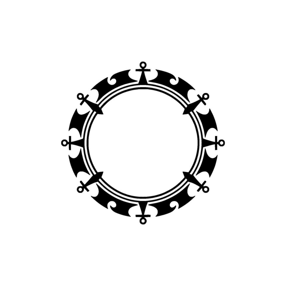 Nautical Ornament, Circular Emblem, Vintage vector