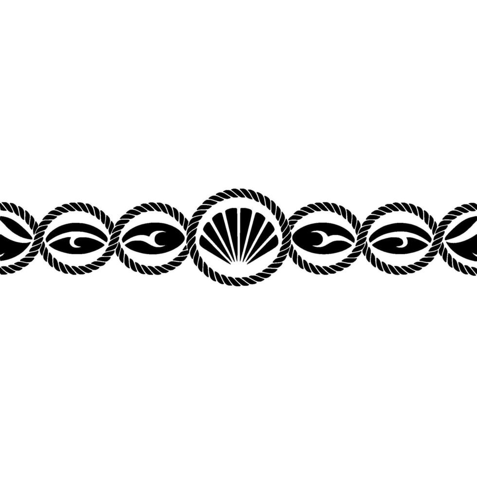 Nautical Border Wave Shell Motif, Vintage Style vector