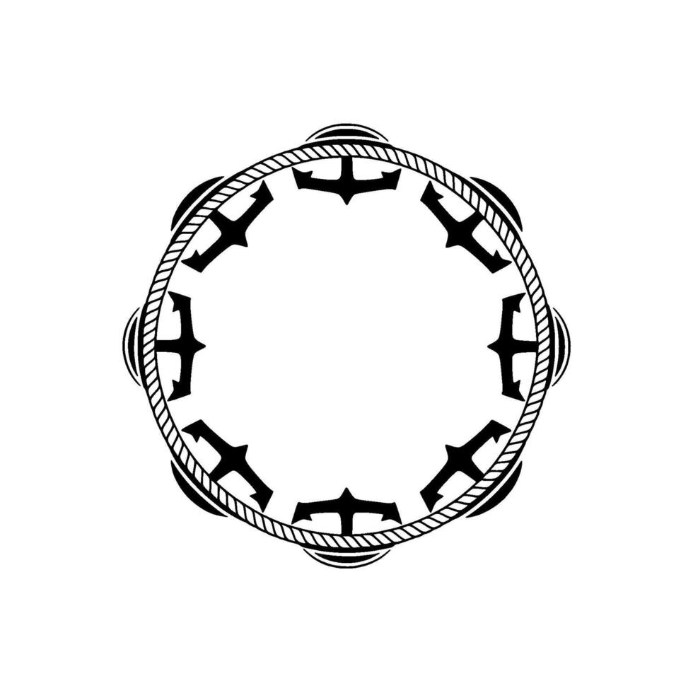 Nautical Anchor Emblem, Circular, Vintage Style, Rope vector