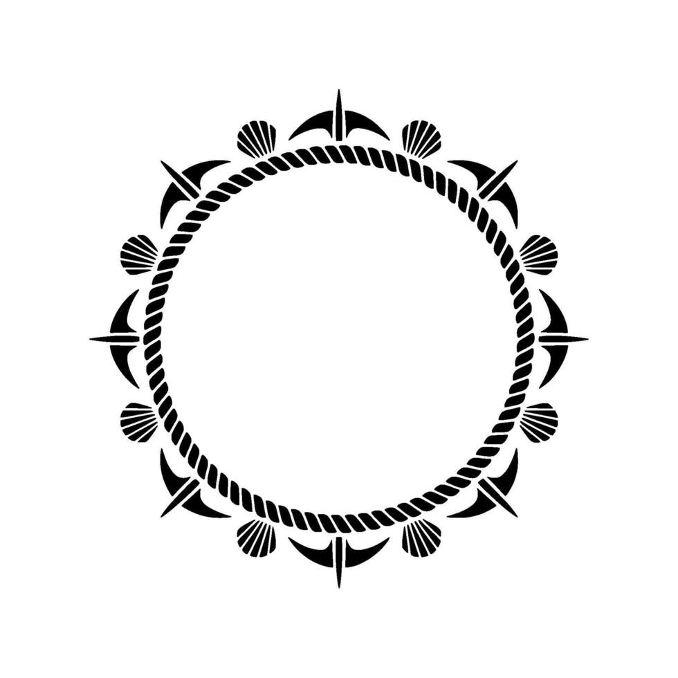 Nautical Frame Shells, Rope, and Bird Motif vector