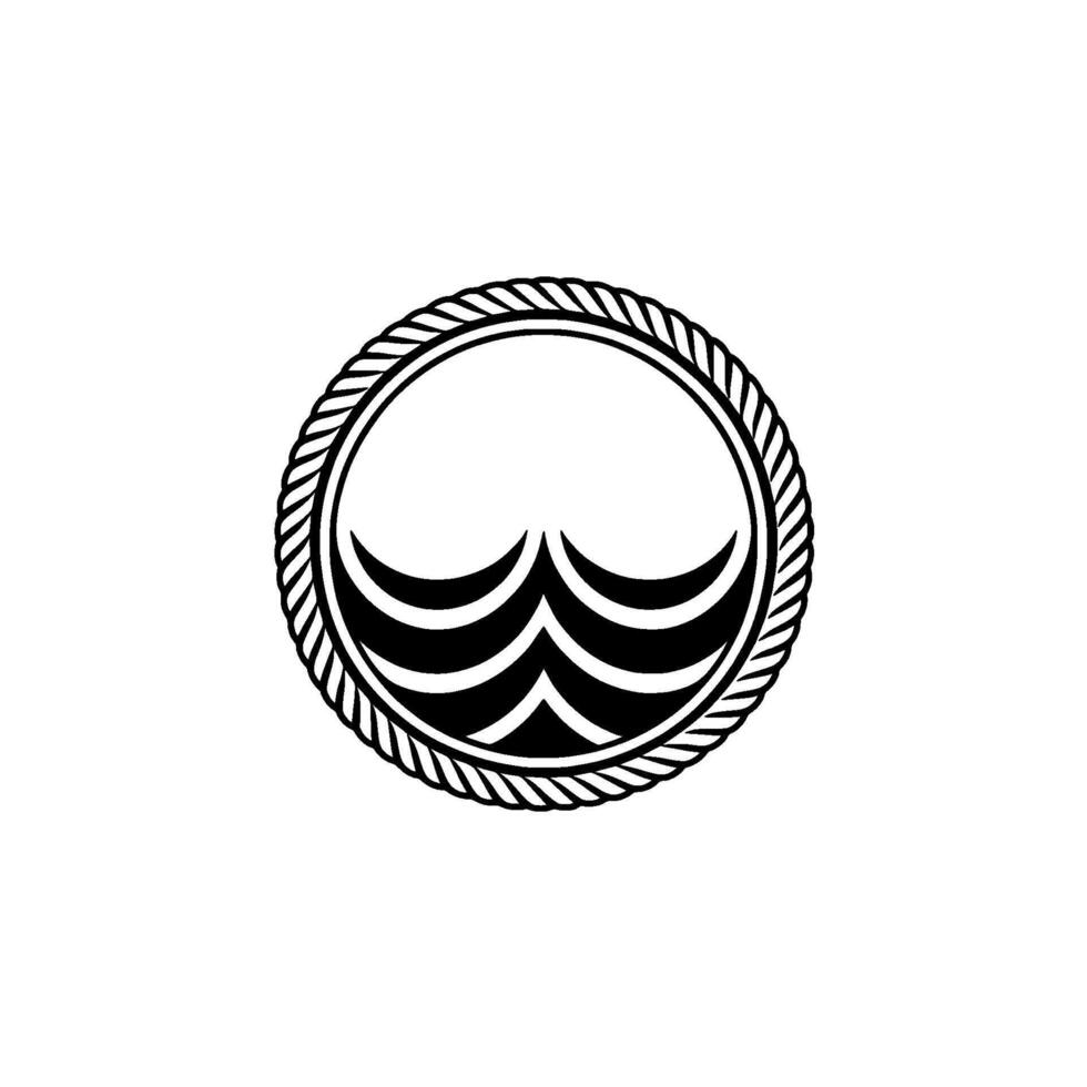 Nautical Crest Wave Rope Emblem, Minimalist vector