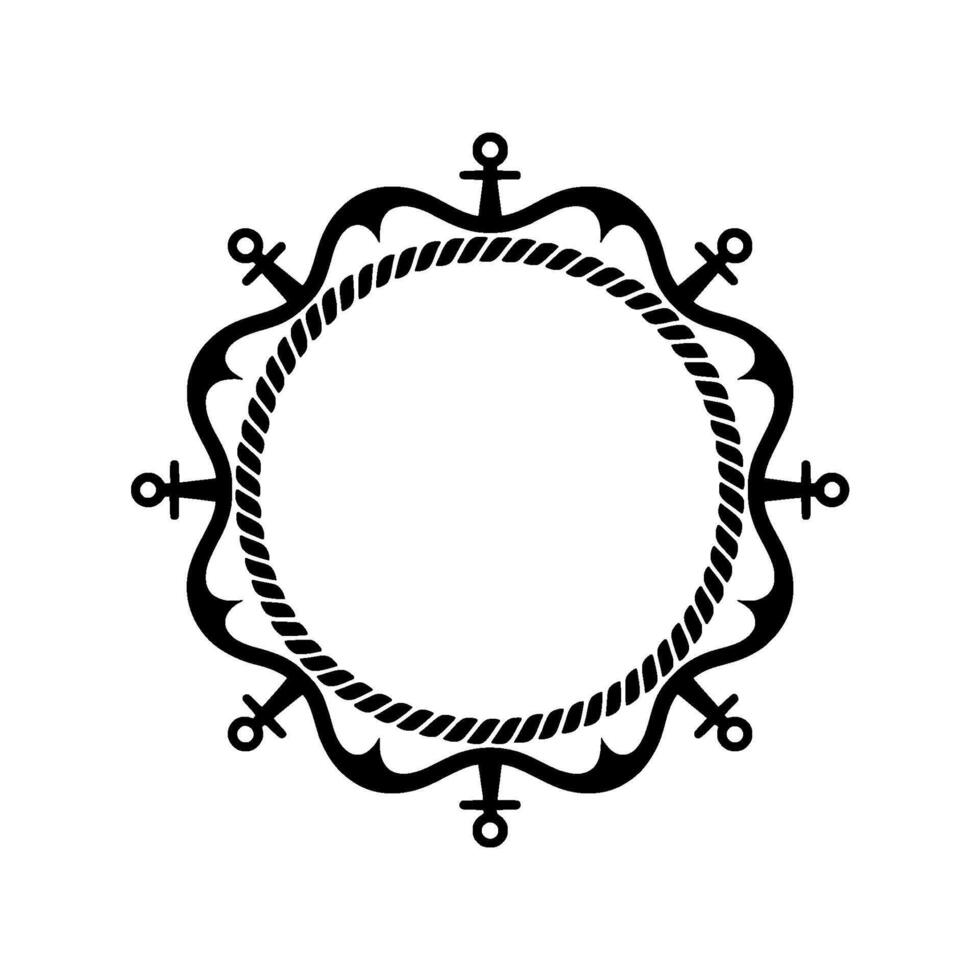 Nautical Border, Anchor Motif, Vintage Frame vector