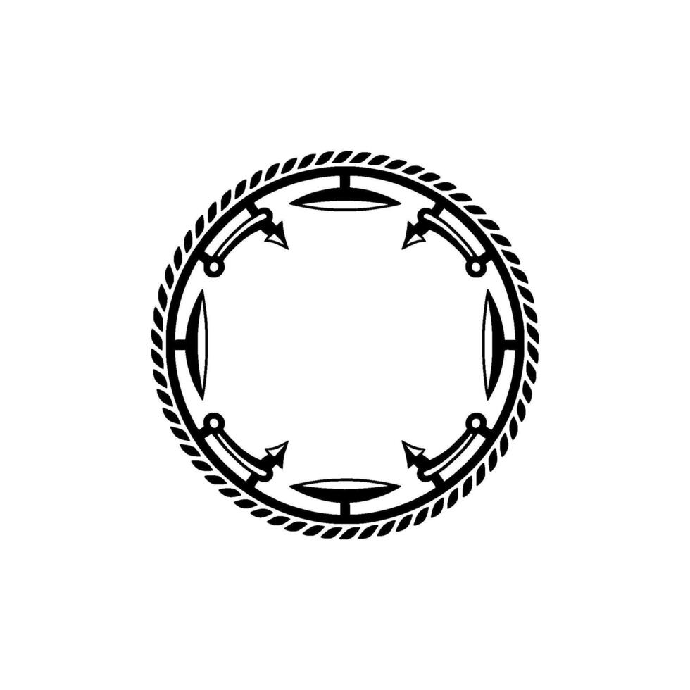 Circular Nautical Emblem, Vintage, Minimalist Ornament vector